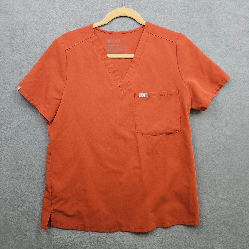 FIGS V-Neck Scrub Top Burnt Orange Clay Technical Collection‎